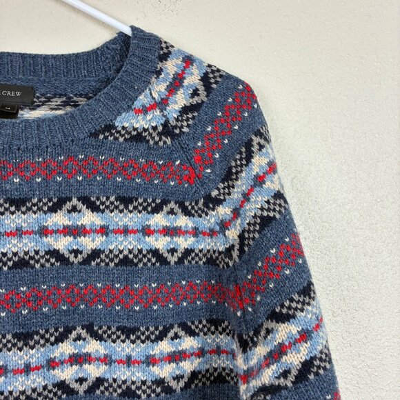J. Crew 100% Lambswool Fair Isle Sweater Sz Medium Grandpacore - Picture 3 of 6